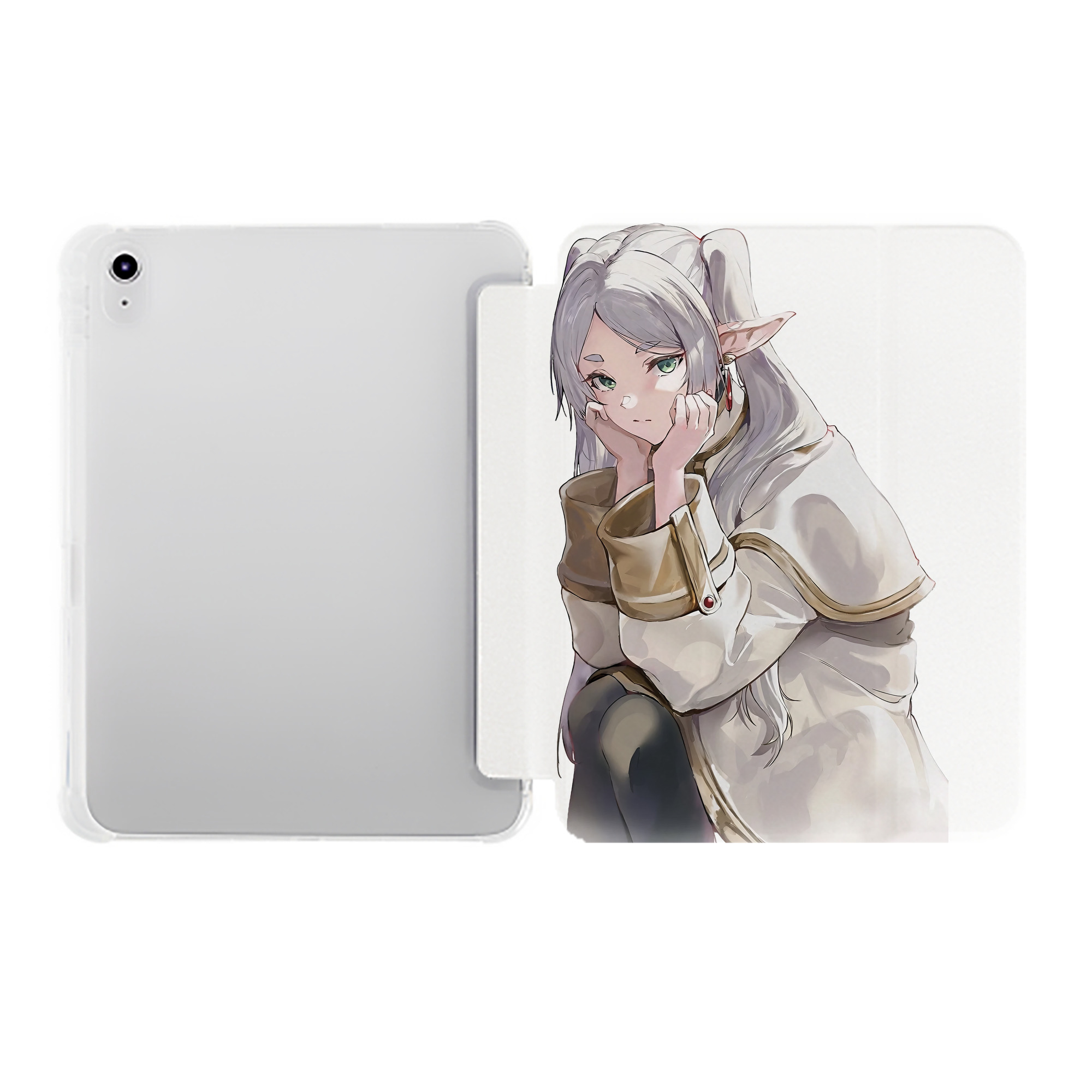 （画像用） 葬送のフリーレン Frieren IPad ケース ペン収納付き 三つ折りスタンド PUレザー×シリコン 対応機種9.5/10.5/10.9インチ